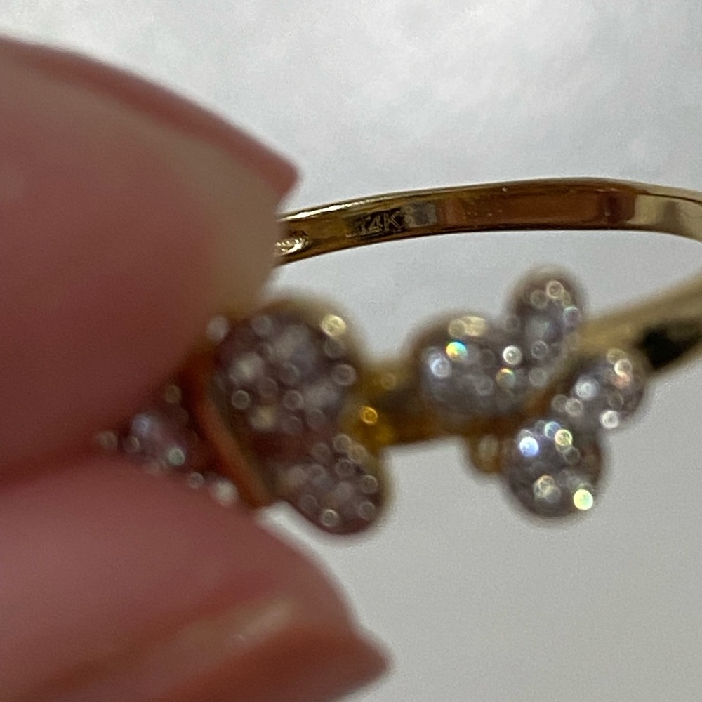 14k Solid Yellow Gold 3 Butterfly Ring Size 8.25 - Picture 7 of 11